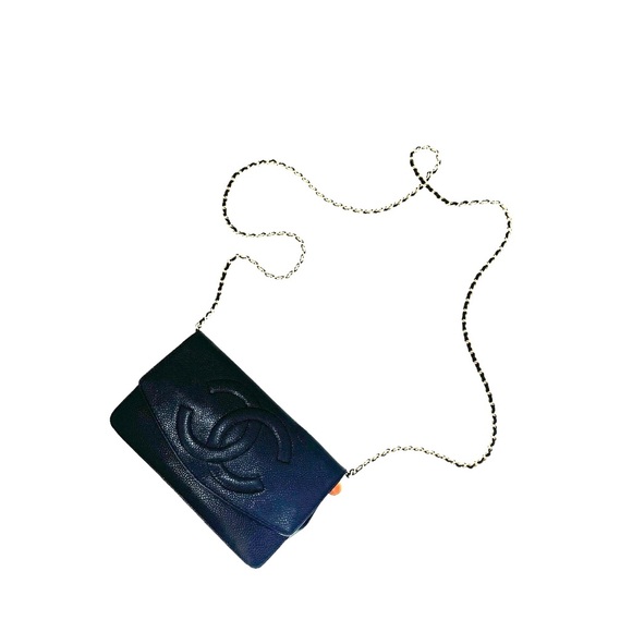 Auth Vintage Chanel Wallet on Chain WOC Black Gold - Picture 4 of 12